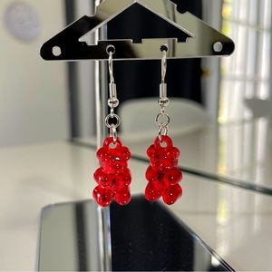 Red teddy bear earrings 🧸